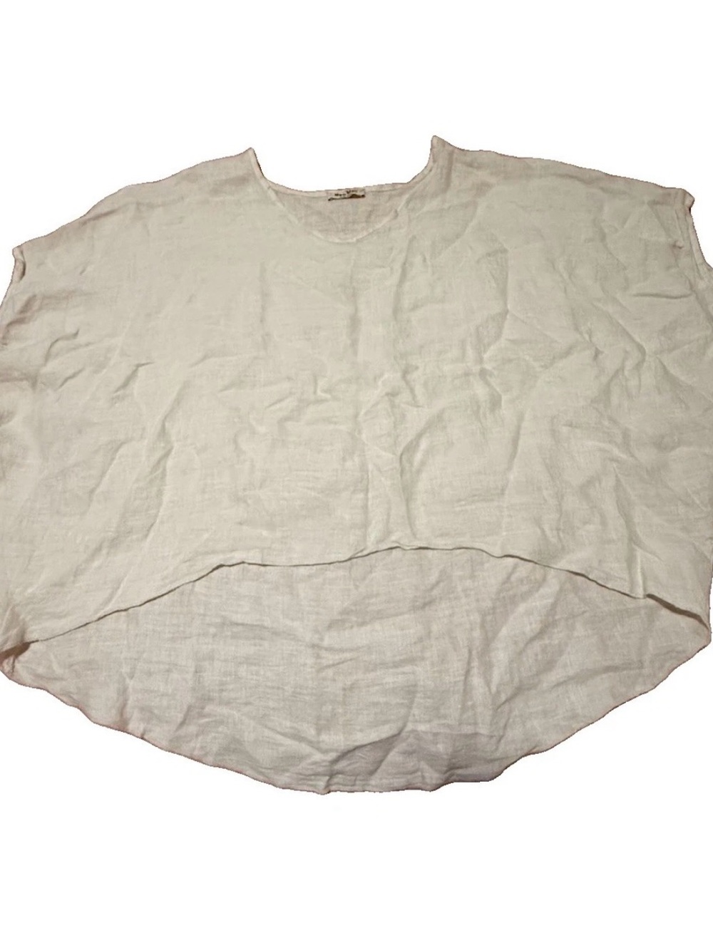 Meo Meli Italy Linen Large Oversized Lagenlook Dolman Sleeve Curved High-Low Hem